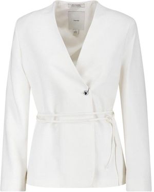 Calvin Klein Single-Breasted Tied Blazer - White