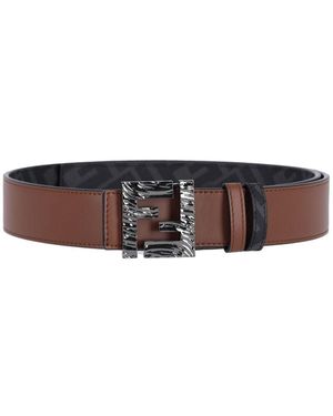 Fendi Cintura Reversibile "Squared Ff" - Marrone