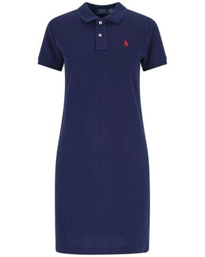 Polo Ralph Lauren Newport/C3870 Logo-Embroidered Cotton-Pique Dress - Blue