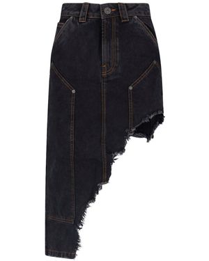 VAQUERA Gonna Mini In Denim Asimmetrica - Nero