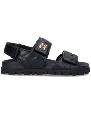 Miu Miu Logo Sandals - Black