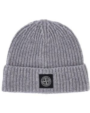Stone Island Berretto In Lana Vergine - Grigio
