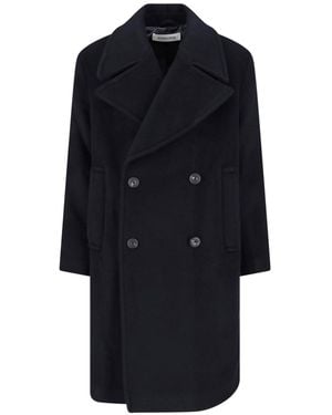 sunflower Cappotto Doppiopetto In Misto Lana - Blu