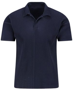 HOMME PLISSÉ Pleated Polo - Blue