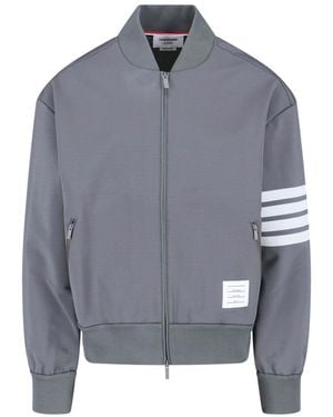 Thom Browne 4 Bar Bomber Jacket - Grey
