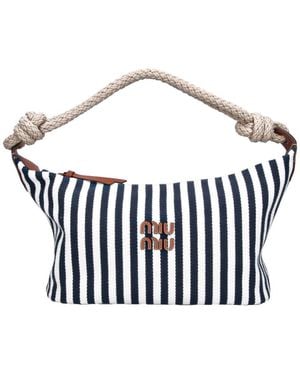 Miu Miu Pouch A Spalla A Righe - Bianco