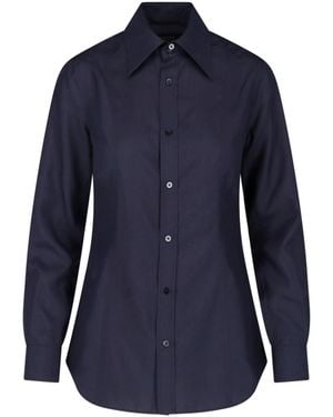 Gucci Camicia In Popeline Di Seta - Blu