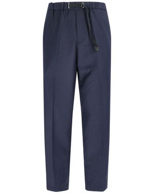 White Sand Wool Blend Pants - Blue