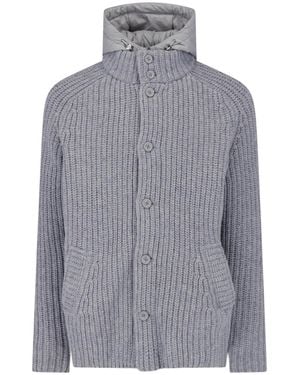 Herno Hooded Knit Cardigan Jacket - Gray