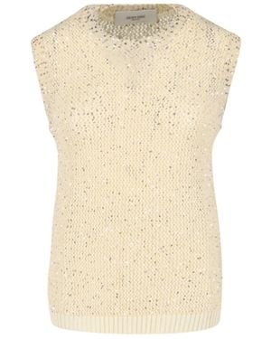Golden Goose Sequin Knit Tank Top Cream - White