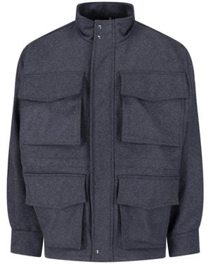 White Sand Wool Blend Jacket - Blue