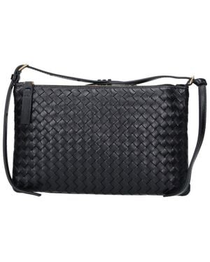 Bottega Veneta Medium Pouch "Intrecciato Piccolo" - Black