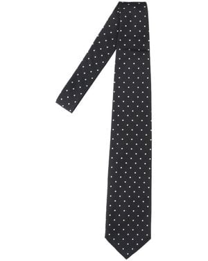 Junya Watanabe Polka Dot Silk Tie - Black