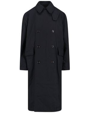 Our Legacy Double-Breasted Coat With Round Collar - Black