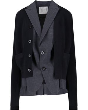 Sacai Cardigan Double Layer - Nero