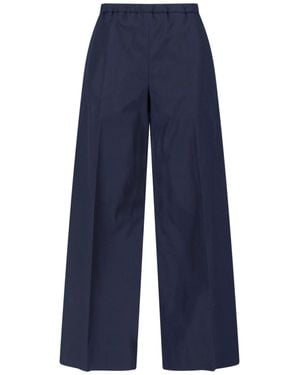 Moncler Wide Cotton Trousers - Blue