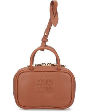 【miu miu】ロゴトリック Miu Miu ロゴ レザートリック | ブラウン | FARFETCH JP