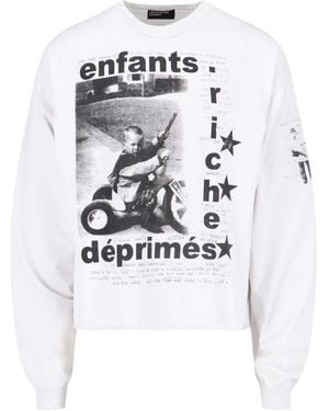 Enfants Riches Deprimes 'my Underground/tricycle Ls' Crop T-shirt - White