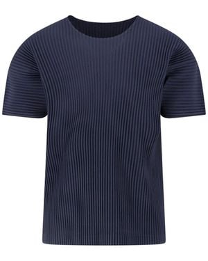 HOMME PLISSÉ Pleated T-Shirt - Blue