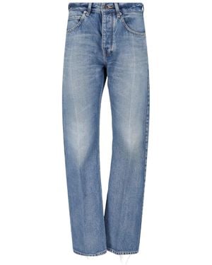 Balenciaga Cotton Denim Jeans With Cowhide Detailing - Blue