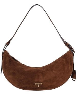 Prada Borsa A Spalla Grande "Demi-Lune" - Marrone
