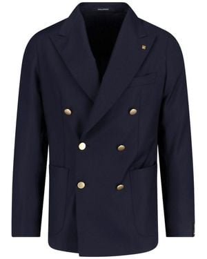 Tagliatore Double-Breasted Virgin Wool Blazer - Blue