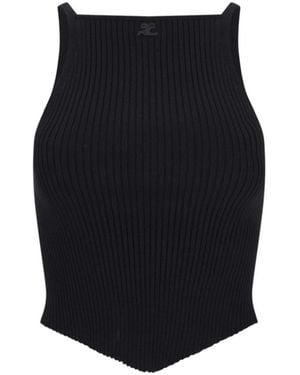 Courreges Ribbed Knit Top - Black