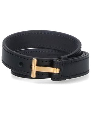 Tom Ford Bracciale In Pelle "T-Lock" - Blu
