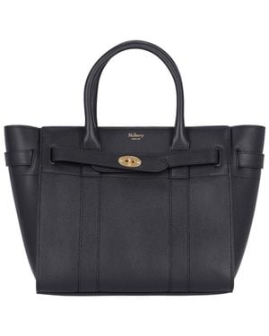 Mulberry Leather Tote Bag With Top Handles - Blue