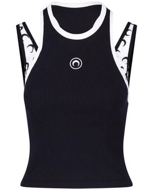 Marine Serre Ribbed Sleeveless Tank Top - Blue