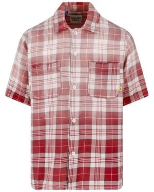 GALLERY DEPT. Short-Sleeve Plaid Shirt With Button-Down Front And Chest Pockets - Red