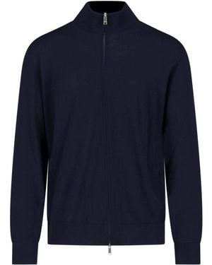 ZEGNA Wool Zip Cardigan - Blue