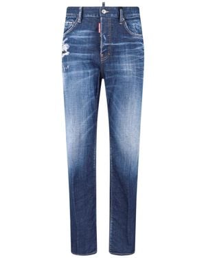 DSquared² Medium-Rise Slim-Fit Distressed Jeans - Blue