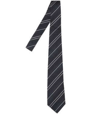 Junya Watanabe Striped Silk Tie - Black