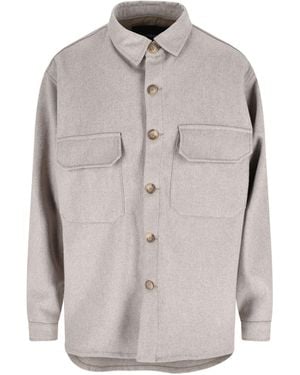 White Sand Wool Blend Shirt - Gray