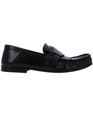 Marni Polished Leather Moccasin Flats - Black