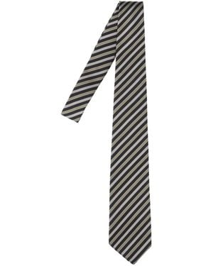 Junya Watanabe Striped Silk Tie - White