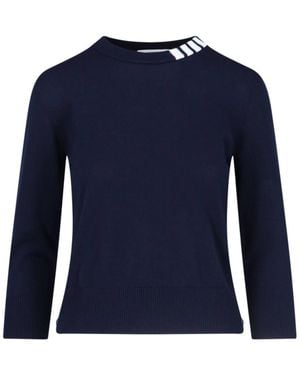 Thom Browne Felpa Girocollo Logo - Blu