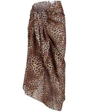 MC2 Saint Barth Midi Animal Print Skirt - Brown