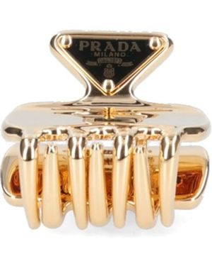 Prada Fermaglio Capelli Logo - Bianco