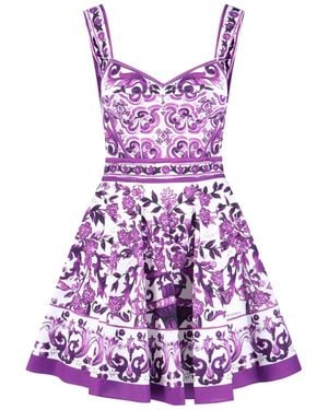 Dolce & Gabbana 'Maiolica' Mini Dress - Purple
