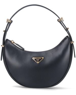 Prada Arqué Leather Top-Handle Shoulder Bag - Blue