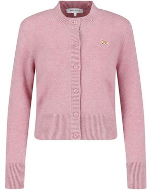 Maison Kitsuné Fox Patch Wool Cardigan - Pink