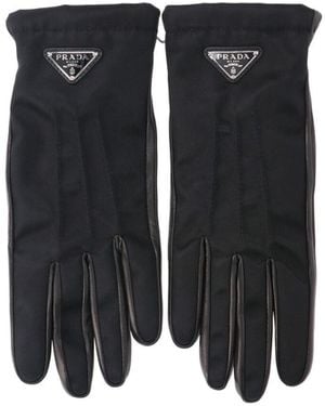 Prada Guanti In "Re-Nylon" E Nappa - Nero