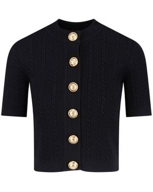 Balmain Crewneck Cardigan With Jewel Buttons - Blue