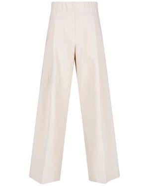 Pantaloni Svasati Donna A Vita Alta - Gamba Larga Stile Anni '70, Floreali, Morbidi, Taglia M Bianco