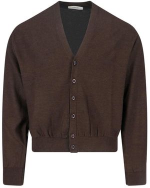 Lemaire Twisted V-Neck Wool Blend Cardigan - Brown