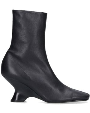 Dries Van Noten Pointed Toe Ankle Boots With Sculptural Heel - Black