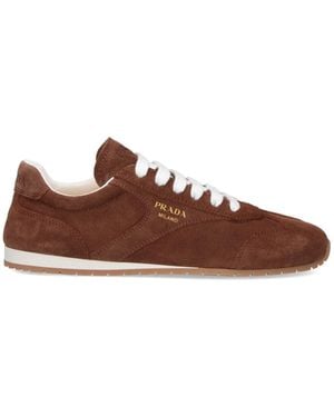 Prada Sneakers In Suede - Marrone