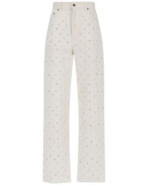 Golden Goose High-Waisted Denim Jeans With Crystal Embellishments - White